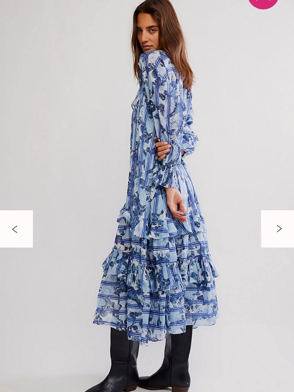 Free People Blue Floral Button-Front Maxi Dress
